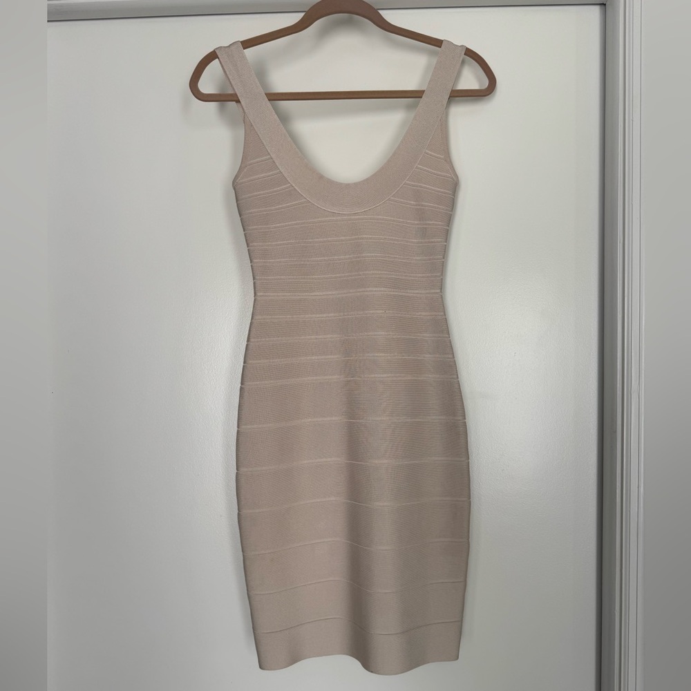 Herve Leger Nude Mini Dress